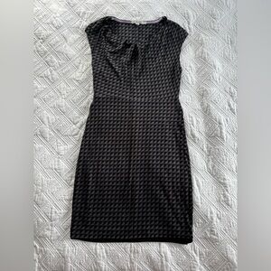 Boden Black Cowl Neck Geometric Cotton Lined Midi Dress Size 6